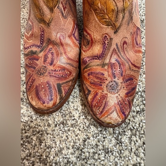 Schutz leather boots slouch ankle boots multi color doodle drawing floral Size 8 - Picture 3 of 10